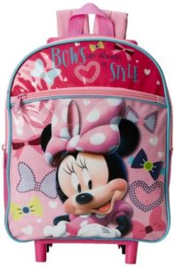 4. Disney Girl's Minnie Mouse 12 Inch Rolling Backpack