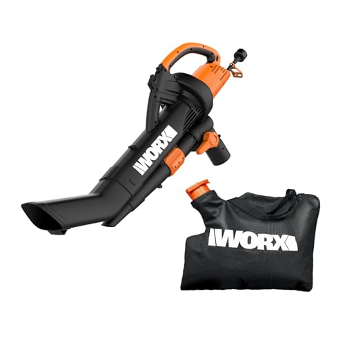 WORX WG509 12 Amp Trivac, 3 in 1 Electric Leaf Blower, Leaf Vacuum & Leaf Mulcher for Lawn Care