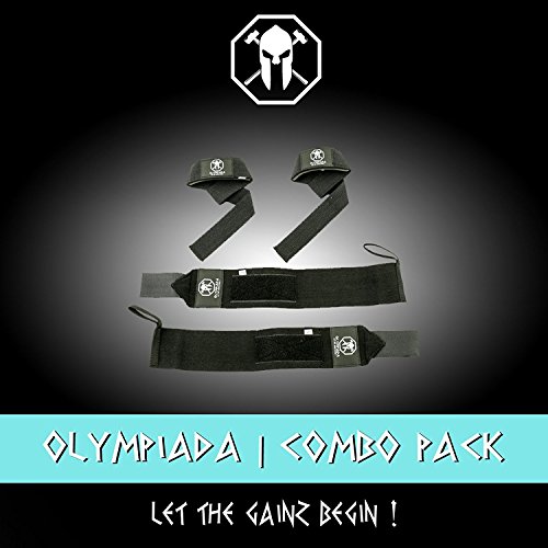 Olympiada Wrist Wraps + Lifting Straps Bundle for Weightlifting, WOD, Crossfit, Workout,Gym, Powerlifting, Bodybuilding - Use Gloves, Wraps, and Hooks for Safety - Swag on You!