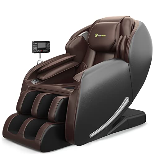 Real Relax 2025 Massage Chair Full Body,Zero Gravity 3D SL-Track Shiatsu Massage Recliner Chair with Heat Body Scan Bluetooth Foot Roller APP Control, Child Lock, Favor-06,Brown