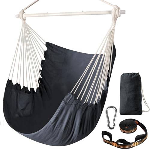 Chihee Hammock Chair Swing - Strong Metal, Collapsible, Portable, Max 500 lbs, Comfy Seat, Patio & Lawn, Cotton Blended, Indoor/Outdoor