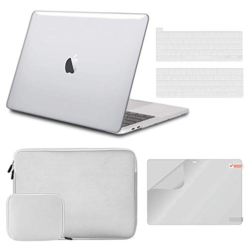 iCasso Compatible with MacBook Pro 13 inch Case A2338 M2/M1/A2289/A2251/A2159/A1989/A1706/A1708,Hard Shell Case,Sleeve,Screen Protector,Keyboard Cover for MacBook Pro 13'' with Small Bag - Clear