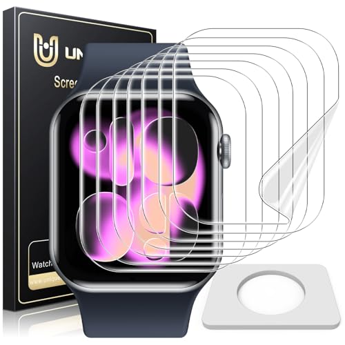 UniqueMe 8 Pack for Apple Watch Series 11/10 Screen Protector 42mm - [Strong Asorption] [Flexible TPU Not Glass][Non-Bubbles] iWatch Anti-Scratch Protection HD Clear Cover Soft Film