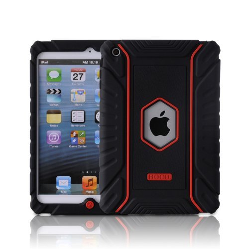 Honeycase Extreme-Duty Military Transformer Hybrid Shockproof & Drop Resistance Anti-slip Soft Silicone Case Cover for iPad Mini (Black)