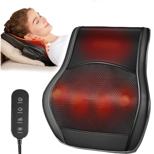 Neck and Back Massager for Pain Relief Deep Tissue with Heat, Shiatsu Shoulder Massager with Bi-Directional Rotating Head for Neck, Back, Shoulders, and Legs, Gift for Mom Dad