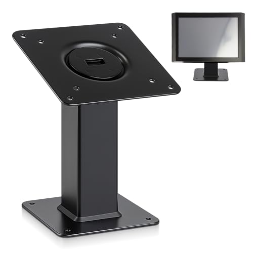 Pelopy 180 Tilting 360 Rotating Metal Desktop Stand Mount Support 75x75 100x100 Black Tablet Order Stand with Holes Wall Mountable
