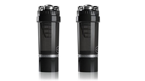 Black Cyclone Cups - 2 Pack - Blender Mixer Bottle Protein Powder Shaker 22 Oz
