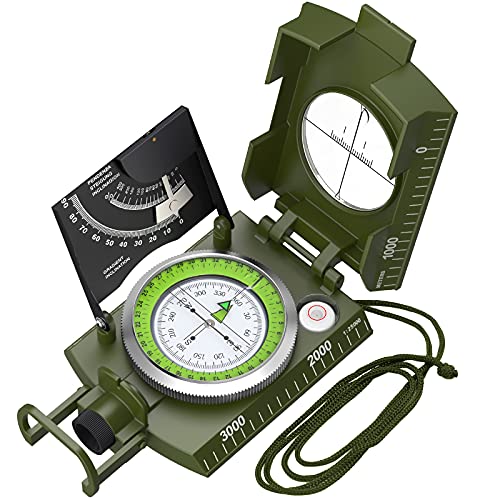 Proster IP65 Compass Hiking Survival - Lensatic Sighting Compass for Camping Navigation, Compass with Clinometer & Carry Bag for Camping Hunting Hiking Geology Activities