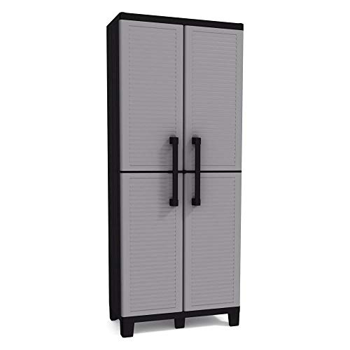 Keter Space Winner Resin Garage Storage Cabinet with Doors and Shelves - Perfect for Garage and Basement Organization