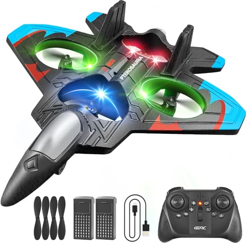 4DRC V32 Foam Remote Control Airplanes RC Planes for Kids Adults 8-16, RC Airplane Fighter Jet with Light, 360° Flip Fighter Jet Toys, Stunt Roll, Airplane Toy Gifts for Kids Boys