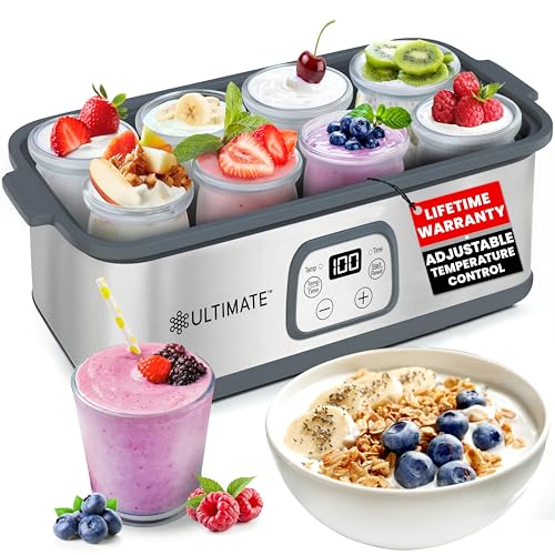 Ultimate Probiotic Yogurt Maker with Adjustable Temperature & Time Control - Make Trillions of Live Probiotics & Get Better Gut Health - ULTIMATE LIFETIME WARRANTY - Wellness Gifts for Men & Women