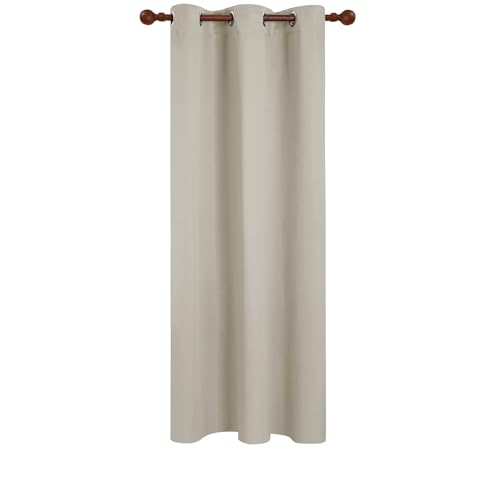 Deconovo Blackout Curtain Panel – Solid Grommet Top, Thermal Insulated & Energy‑Saving, Machine‑Washable Room Darkening Window Treatment for Bedroom & Living Room, 1 Panel, Light Beige, 42W x 63L