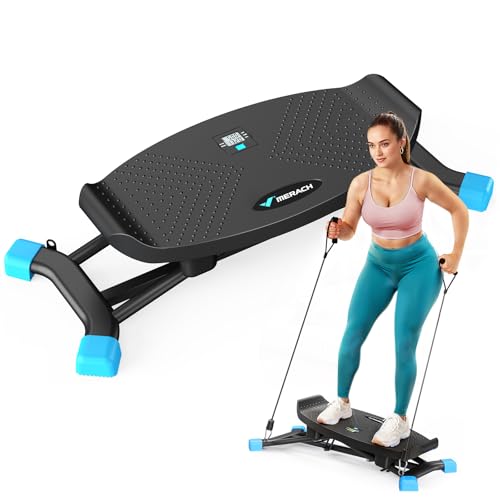 MERACH Balance Board, Wobble Board with Resistance Bands, Portable Twist Balance Trainer Featuring LCD Monitor, 300 lbs Capacity Ski Slide Stepper for Full Body Workout