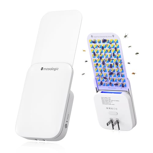 Mosalogic Fruit Fly Traps for Indoors Gnat Trap for House Indoor- 600 Sqft Protection Area UV Fly Insect Trapper for Fruit Flies，Gnat，Mosquito，and Other Flying Insect Plug in Bug Killer White