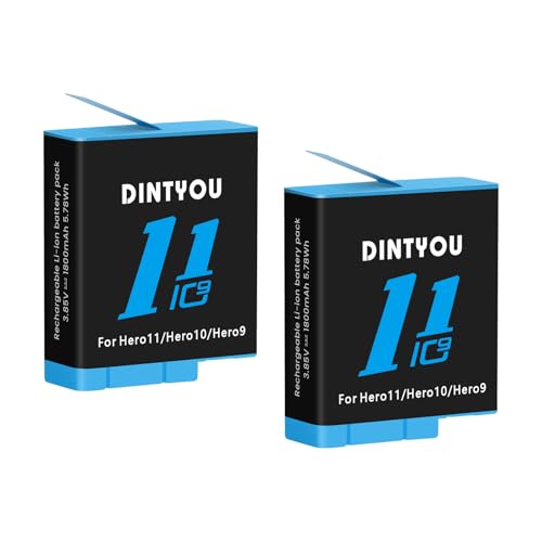DINTYOU 2 Pack Batteries for GoPro Hero 11 10 9 Black, Hero 11 10 9 Camera Battery, Go Pro 11/10/9 Battery Accessories,Compatible with GoPro Enduro Rechargeable Battery