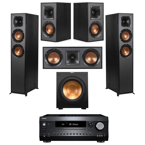 Klipsch Reference 5.1 Home Theater System with 2X R-625FA Floorstanding Speaker, R-12SW Subwoofer, R-52C Center Channel, R-41M Bookshelf Speaker and Integra DRX 3.4 100W 9.2-Channel Receiver