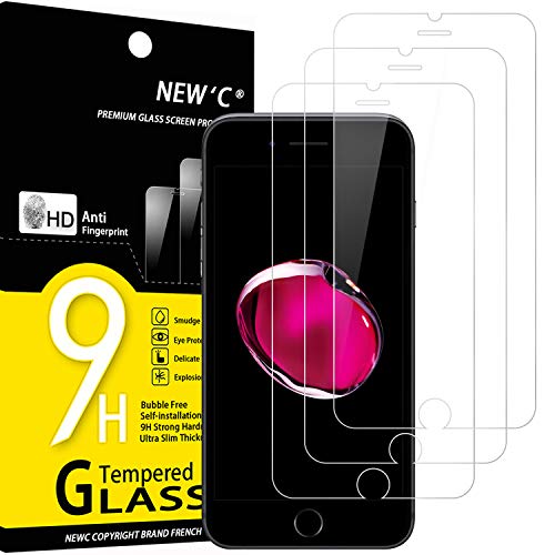 NEW'C 3 Pack Designed for iPhone 8,iPhone 7 Screen Protector (4.7'), Tempered Glass, Bubble Free, Ultra Resistant