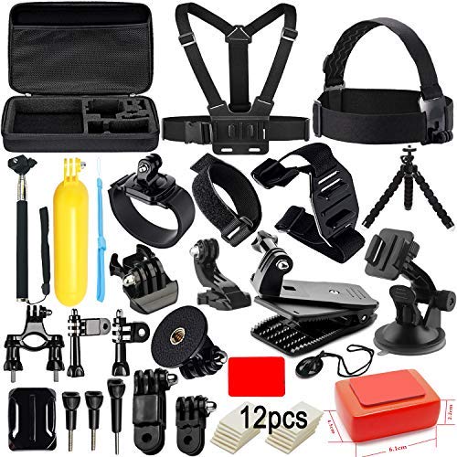 Accessories Kit for GoPro Hero 7 6 5 4 3+ Session Accessory Bundle Set for Action Camera SJ4000 SJ5000 SJ6000 Xiaomi Yi Handle+Head Strap+Chest Strap+Carrying Case for Christmas