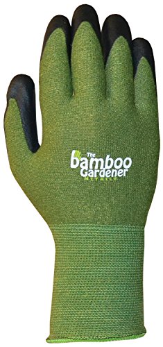 Bellingham C5371M The Bamboo Gardener Work Gloves, Made of Sustainable Bamboo Rayon Fiber, Durable Nitrile Palm and Fingers, Medium, Green