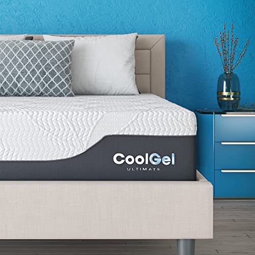 Cool Gel Chill 14 Inch Medium Firm Memory Foam Mattress Queen Size, with 2 Bonus CoolGel Memory Foam Bed Pillows, 14' with Pressure Relief, CertiPUR-US Certified, Cooling Queen Mattress in a Box