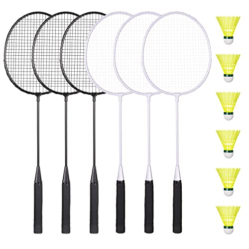 AboveGenius Badminton Rackets Set with 6 Shuttlecocks, Lightweight Badminton Set of 6 for Outdoor Backyard Games, Racquets with Durability for Beginners and Casual Players