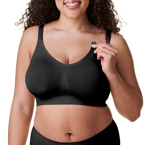 Bravado Designs Women's Body Silk Seamless Nursing Bra and Maternity Bra,Black,Large