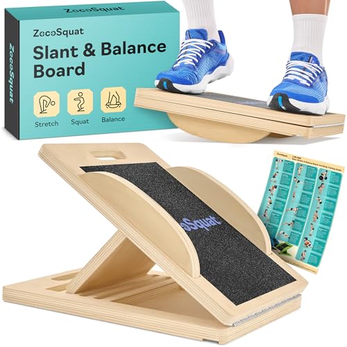 Slant Board with 6 Incline Angles - Transforms Into a Balance Board - Premium Calf Stretcher and Wobble Board for Effective Calf Stretching and Squats