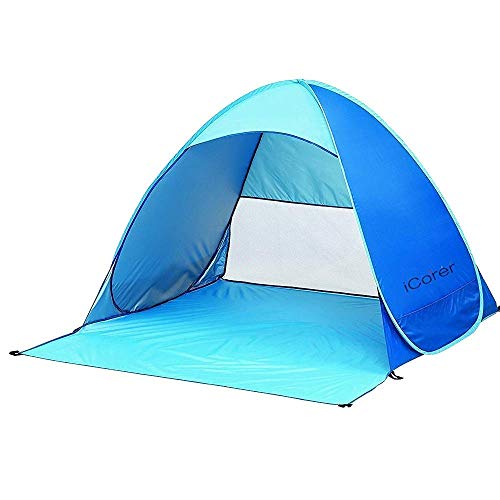 iCorer Automatic Pop Up Instant Portable Outdoors Quick Cabana Beach Tent Sun Shelter, Light Blue