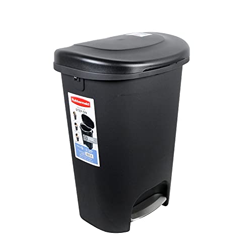 Rubbermaid Classic Step-On Lid Trash Can for Home, Kitchen, and Bathroom Garbage, 13 Gallon, Black