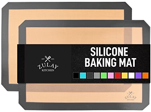 Zulay Kitchen 16.5'x11.6' 2-Pack Silicone Baking Mat - Reusable Nonstick Baking Sheet - Dark Gray