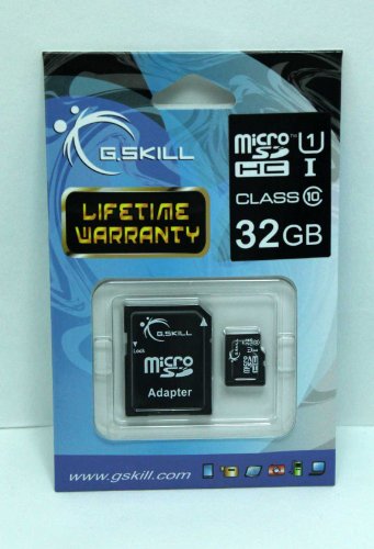 G.Skill 32GB Class 10 MicroSDHC Flash Card with SD Adapter (FF-TSDG32GA-C10)