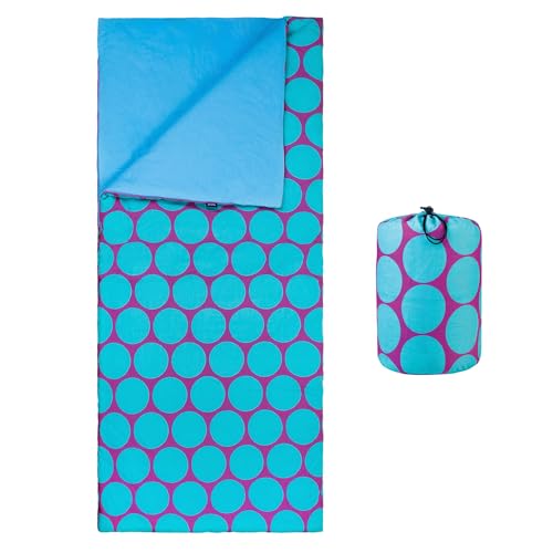 Wildkin Kids Sleeping Bag – Roll-Up Design with Storage Bag for School, Travel & Camping - Big Dot Aqua