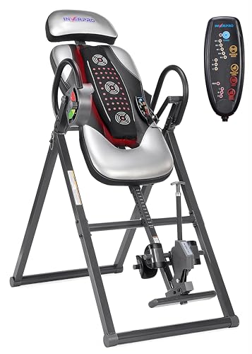 INVERPRO Model A Advanced Heat and Massage Heavy Duty Deluxe Inversion Table,320 lb Capacity,Gray/Black