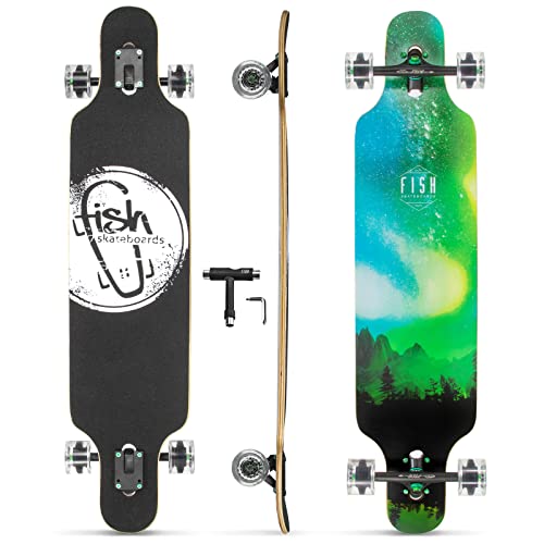 Long Board Skateboard for Adults Teenagers Kids Ages 6-12 Adults Men Women Complete Skateboard Cruiser for Cruising Carving Free-Style and Downhill 41 Includes High-Speed Bearings & T-Tool