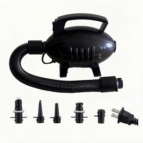 MUKETA Electric Boat Fender Air Pump, Black, Portable Inflator with Multiple Nozzle Attachments for Marine, Sports Equipment (Air Pump)