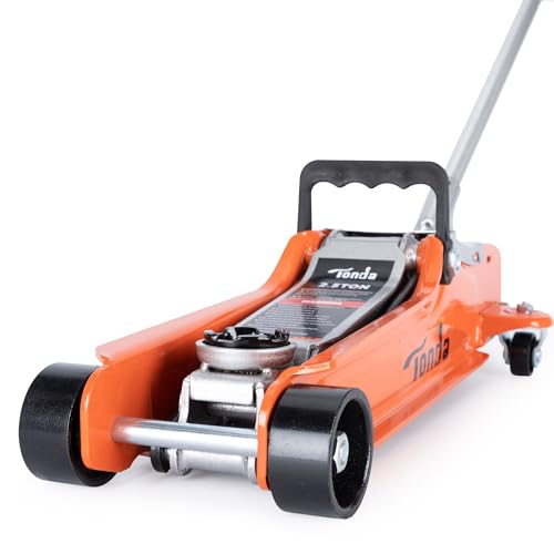 TONDA Low Profile Car Jack, 2.5 Ton (5,000 lb) Hydraulic Trolley Floor Jack for Garage, Home, Shop, Lifting Range 3.35' to 14.57', Orange