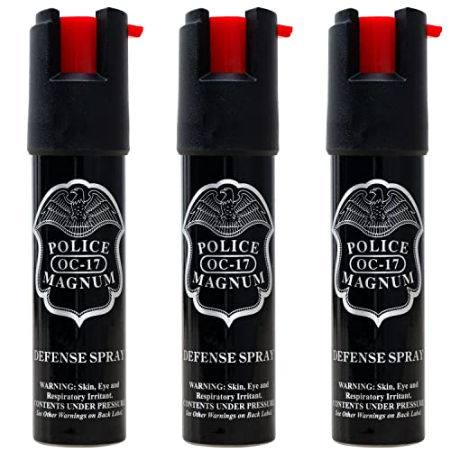 Police Magnum Compact Pepper Spray for Personal Safety - Maximum Heat Strength OC - Small, Discreet Carry Canister - Made in The USA-3 Pack 3/4oz TL