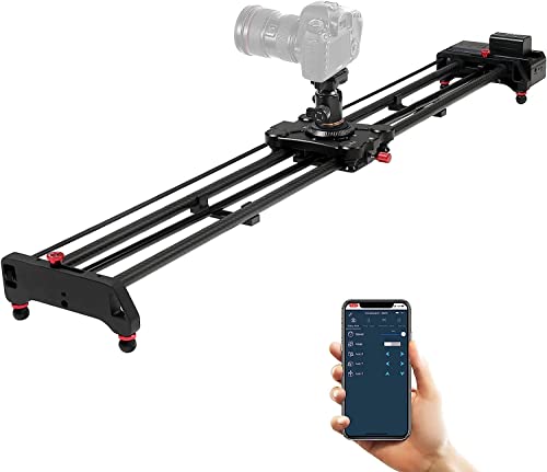 GVM 48'/120cm Motorized Camera Slider, APP Professional Carbon Fiber Dolly Rail Camera Slider, Motorized Time Lapse and Video Shot Follow Focus Shot and 120 Degree Panoramic Shooting