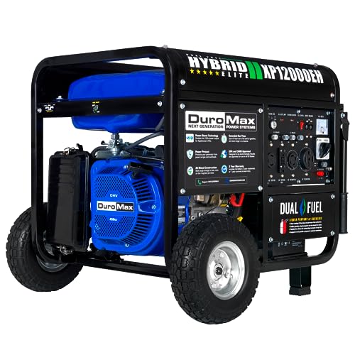 DuroMax XP12000EH 12,000-Watt Dual Fuel Portable Generator – Gas & Propane, Electric Start, Whole Home Backup Power, Transfer Switch Ready, RV & Emergency Ready