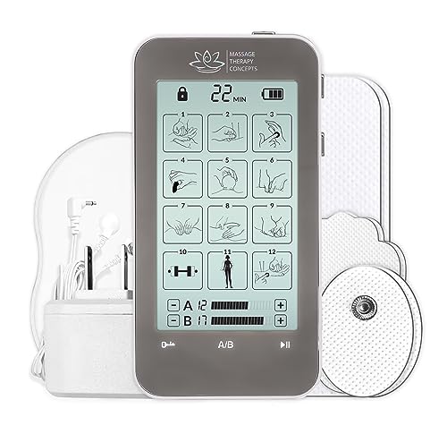 Massage Therapy Concepts TENS Unit Muscle Stimulator - Non-Invasive EMS Therapy Machine for Neck, Shoulder & Back Pain Relief, Sciatica, Arthritis - Safe & Portable with 12 Modes & 20 Intensity Levels