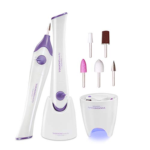 TOUCHBeauty Nail File Electric 5in1 Manicure Pedicure Set with Stand,Professional Natural Nail Drill Buffer Shine Tool for Fingernails Toenails Purple TB-1335