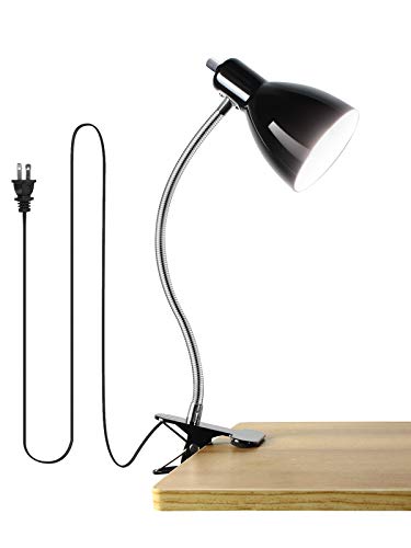 Desk lamp Eye-Caring Table Lamps, 360°Rotation Gooseneck Clip on Lamp Reading Light Portable Reading Book Light Clamp Study Desk Lamps for Bedroom and Office Home Lighting (Black)