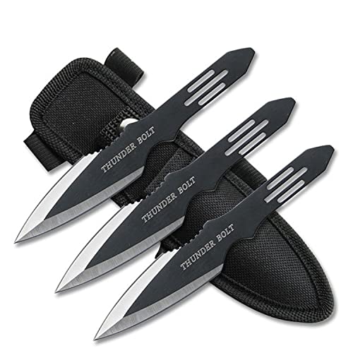 Perfect Point Throwing Knife with Nylon Sheath, 5.5 inch Blade, 2-Tone Silver Black, Stainless Steel, Practice, Training (Black & White)