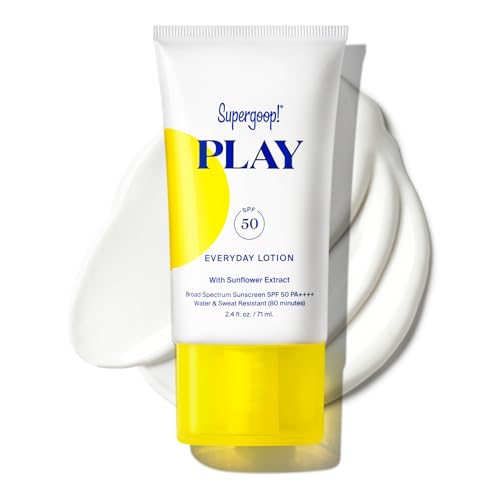Supergoop! PLAY Everyday Lotion SPF 50 (2.4 fl oz) - Broad Spectrum Body & Face Sunscreen - Great for Active Days - Fast Absorbing, Water & Sweat Resistant