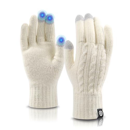 MA COWCF Women's Winter Gloves for Cold Weather Thermal Knit Elastic Soft Touch Screen Glove for Running Driving Hiking