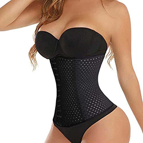 Waist Trainer Corset for Weight Loss Sport Workout Body Shaper Tummy Fat Burner, Black, Medium (Waist 26.7-29inch)