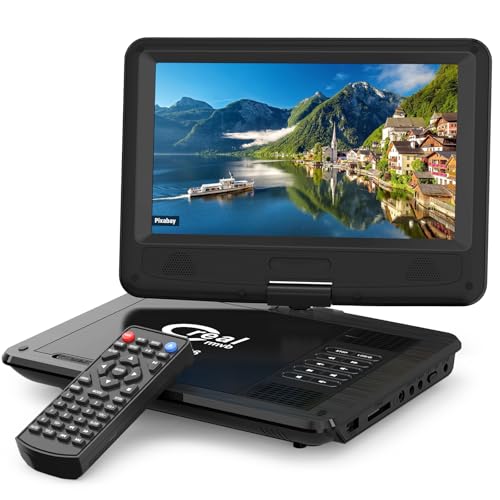 QGYDQH 11.5' Portable DVD Player for Kids and Car with 9.5' Swivel Screen, 4-6 Hours Working Time, Car DVD Player with Dual Speakers, Remote Control, Support Sync TV, Region Free USB/SD/AV (Black)