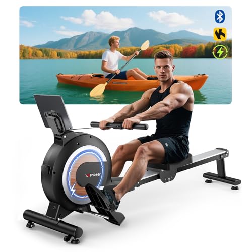 WENOKER Rowing Machine, Magnetic Rowing Machine for Home, Upgraded 32-Levels Quiet Resistance with Smart Electronic Knob, 350 LBS Weight Capacity, Compact Rower Machine Easy Assembly, App Supported