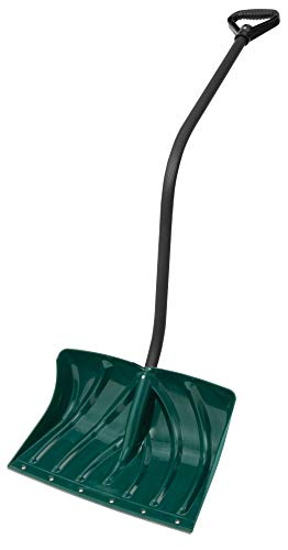 Suncast 18-inch Snow Shovel and Pusher Combo with Ergonomic Shaped Handle, Ideal for Driveways, Walkways, and Sidewalks, 52-inch Total Length, Green