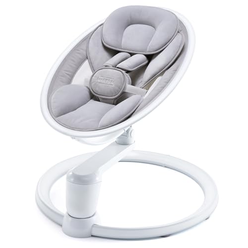 HARPPA Baby Swing for Infants, Smart Electric Swing with Wireless Music, Remote, 5 Speeds, Adjustable Recline, Dual Swing Modes, 5-Point Harness & Elevated Design,Grey